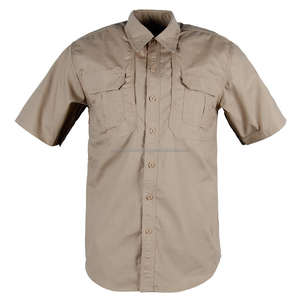 Camisa de Manga Corta de Camuflaje de Algodón Transpirable, de Secado Rápido, Impermeable y Cálida para Verano, con Estampado Mandarín, Venta al Por Mayor de Fábrica OEM - Product Image 4