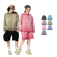T-shirt à manches longues en coton épais 270 GSM, coupe oversize avec épaules tombantes, finition tie-dye délavée, style streetwear, pour homme