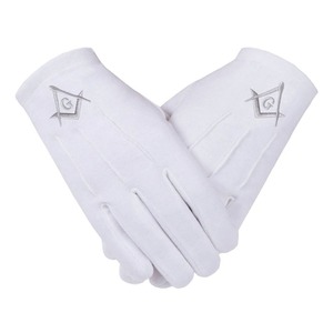 Gants en coton brodés blancs pour maçons, pour le sport et les affaires, Régalia maçonnique - Product Image 2