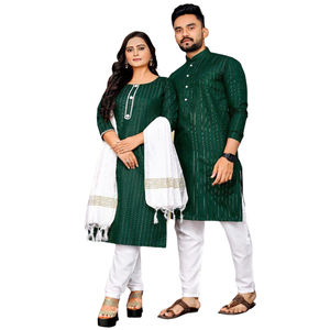 Tela de algodón flameado puro para adultos, vestido indio, forro de tejido plateado, Combo de ropa Kurta Kurti para ocasiones especiales, hecho a mano - Product Image 1