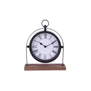 Elegante Reloj de Escritorio de Metal y Madera con Movimiento Mecánico a Pilas, Acabado Duradero Resistente a la Corrosión - Product Image 1