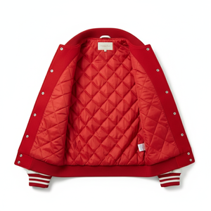 Chaqueta Universitaria de Invierno Personalizada de Alta Calidad, Color Granate, para Hombre, con Mangas de Lana, Estilo Bomber, Parche Bordado, Piel de Vaca Ecológica, Vintage, OEM, ODM - Product Image 2