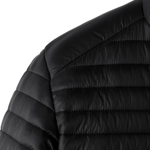 Custom Designer Men's Winter Puffer Jacket High Quality Canvas Stand <b>Waterproof</b> Quilted Bubble <b>Padded</b> <b>Coat</b> Zipper Closure - Product Image 3