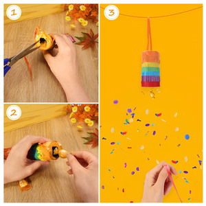 <span class=keywords><strong>Kit</strong></span> de mini piñata en papier cylindrique arc-en-ciel à tirer, jetable, <span class=keywords><strong>pour</strong></span> fête mexicaine de tacos, anniversaire d'enfants, Nicro Custom 1 pièce - Product Image 3