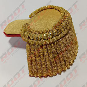 Épaulettes de luxe brodées de premier rang, épaulettes de cérémonie, uniforme de théâtre, style fil de bullion, frange dorée - Product Image 5