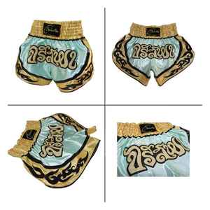 กางเกงขาสั้นผู้ชายแบบไทยสำหรับต่อยมวยอุปกรณ์ศิลปะการต่อสู้ MMA แบบออกแบบโลโก้ได้ตามต้องการ - Product Image 2