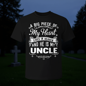 Camiseta conmemorativa de My Uncle Lives In Heaven para hombre, color negro, 100% algodón, cuello redondo, manga corta, regalo para hombre adulto, iglesia - Product Image 3