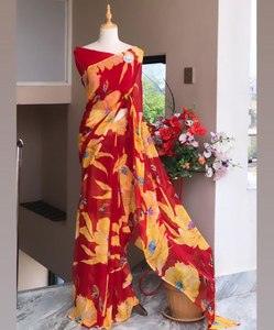 Sari Georgette moderno para bodas Diwali Graduaciones Playas-Producto de tendencia - Product Image 3