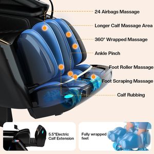 <b>Massage</b> Chair <b>Massage</b> Chair Full <b>Body</b> and Recliner with Fixed Points Zero Gravity Wood Grain Leather Foot <b>Massage</b> Airbags Lumbar - Product Image 6