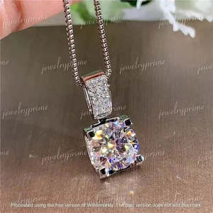 Colgante de lujo para mujer con diamante creado en laboratorio de corte redondo de 2.00 quilates de calidad AAA+ en oro blanco de 14K sobre Cus-Jew66 - Product Image 1