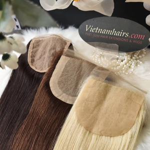 Extensiones de cabello Remy vietnamita 2025 de alta calidad al por mayor, cierre cómodo y fácil de usar con cutícula completa de base de seda, 100% - Product Image 1