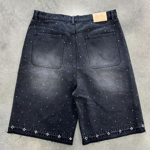 Nouveau meilleur Style américain Denim strass Shorts pour hommes robuste à la mode Style de rue été décontracté coupe ample - Product Image 4