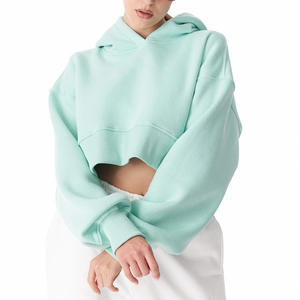 เสื้อฮู้ดแฟชั่นผู้หญิงแบบครอปพร้อมพิมพ์โลโก้ตามสั่งชุดปัก OEM OEM ผู้ผลิตโดยตรงจากโรงงาน - Product Image 4