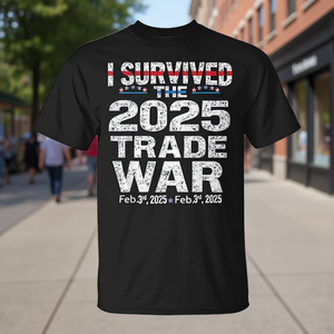 T-shirt « J'ai survécu à la guerre commerciale de 2025 » du 3 février 2025, noir, taille adulte unisexe - Product Image 3