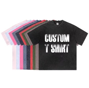 เสื้อยืดสไตล์วินเทจแบบยูนิเซ็กซ์ พิมพ์ลายตามสั่ง ทรงปกติ ผ้าคอตตอนถัก 100% คุณภาพสูง 220gsm ซักแบบ Acid Wash - Product Image 2