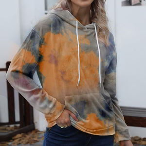 Algodón polar hecho con capucha Color sólido Tie Dye Hoodie gran oferta nueva llegada pulóver estilo Tie Dye Hoodie para mujer - Product Image 3