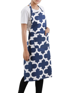 Delantal estampado algodón 100% sin mangas enrejado Azul Marino - Product Image 4