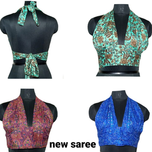 Nuevo top de Sari bohemio de alta moda para mujer antiestático y cómodo con mangas sin mangas sexis de longitud corta listo para enviar - Product Image 2