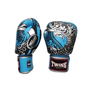 Gants de boxe Twins, design Dragon bleu, en cuir PU, fermeture à sangle, respirants, équipement d'entraînement d'arts martiaux, gants de Muay Thai - Product Image 6