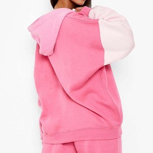 Ropa de calle personalizada para mujer 100% algodón Color Block Zip Up chándal conjunto transpirable invierno Streetwear chándal logotipo frontal - Product Image 6