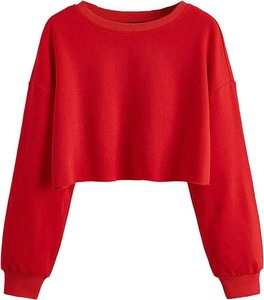 Vente en gros OEM pull uni col rond brodé sur mesure sweat à capuche col rond pour les femmes - Product Image 5