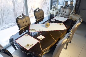 Giáng Sinh Thêu Bảng Dệt Set 4 Pcs <span class=keywords><strong>Runner</strong></span> Cocktail Khăn Ăn Bữa Ăn Tối Khăn Ăn Khăn Ăn Khăn Ăn 100% Polyester Linen Chống Vết - Product Image 2