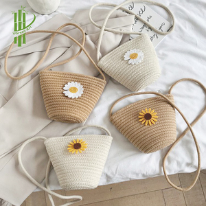 Sac seau vintage à fleurs blanches pour femmes pas cher prix mode d'été avec fermeture éclair sangle unique toile et doublure en coton - Product Image 2
