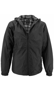 Veste coupe-vent imperméable à capuche pour homme en polyester, vêtement d'extérieur décontracté pour l'automne, couleur unie, fermeture éclair - Product Image 1