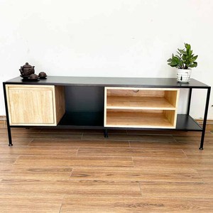KTV68097 Soporte de TV de Hierro Moderno y Minimalista de Lujo con Consola Eléctrica de Madera de Caucho para Sala de Estar, Muebles para el Hogar - Product Image 3