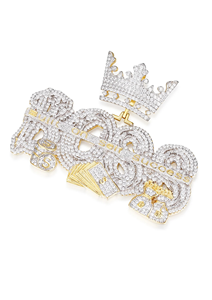 Pendentif de luxe en argent 925 plaqué or rhodié 14 carats avec moissanite taille ronde, motif couronne, pour le succès, pendentifs et breloques raffinés, cadeau - Product Image 2