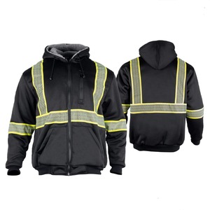 Logotipo personalizable Invierno Alta visibilidad Clase 3 Seguridad reflectante Ropa DE TRABAJO Sudadera con capucha negra Suéter Hecho Poliéster Material de nylon - Product Image 2
