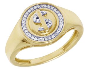 Customize Dollar <b>Sign</b> With Round Moissanite Diamond In S925 Sterling Silver Men's Hip Hop Ring - Product Image 1