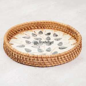 Elegante Bandeja Moderna de Ratán Tejido, Bandeja Multiusos para Servir, Organizador de Mesa Natural de Primera Calidad para el Hogar, Tradebyd - Product Image 4