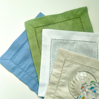Serviettes de cocktail carrées en coton et lin brodées avec logo personnalisé, réutilisables, 15x15cm, pour restaurant, fête, table