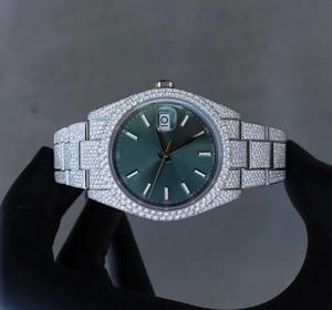 Montre mécanique en acier inoxydable de luxe de haute qualité VVS Moissanite diamant glacé à mouvement automatique pour hommes au meilleur prix - Product Image 4