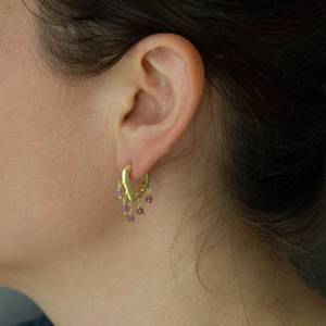 Natural Stone Pink Tourmaline Sterling <b>Silver</b> Earrings Indian Jewelry Supplier Handmade <b>Silver</b> Plated <b>Silver</b> <b>Hoop</b> Earrings - Product Image 2