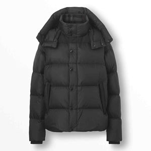 Dernière collection d'hiver Veste bouffante à col montant pour homme avec logo sur le devant Motif solide et teint uni Prix - Product Image 1