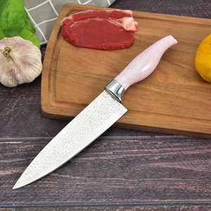 Cuchillo de chef de cocina de 7 pulgadas de color rosa al por mayor con hoja afilada de acero inoxidable para cortar carne, frutas y verduras - Product Image 2
