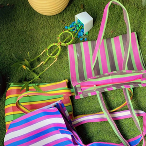 กระเป๋าช้อปปิ้งผ้าไนลอน PP แบบรีไซเคิลกระเป๋าช้อปปิ้งแบบถักพลาสติกใช้ซ้ำได้เป็นมิตรกับสิ่งแวดล้อมกระเป๋าทางการตลาดจากอินเดียขายส่ง - Product Image 1