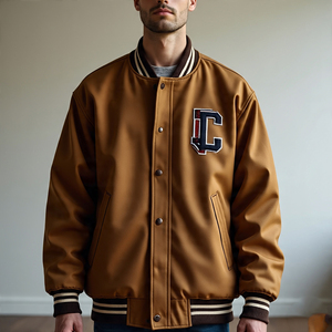แจ็กเก็ตเลตเทอร์แมนสำหรับผู้ชายแจ็คเก็ตเบสบอลบอมเบอร์ทีมตัวแทนแขนยาว - Product Image 2