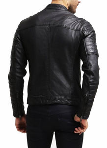 Veste en cuir véritable pour homme, style motard, coupe slim, en cuir d'agneau véritable, veste de motard tendance, veste de course, veste décontractée, streetwear - Product Image 6