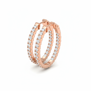 Pendientes de Aro Modernos de Oro de 14K y Diamantes con Brillo Intenso |   Diamante de Corte Brillante de 1.01 Quilates - Product Image 4