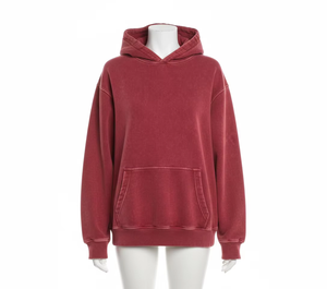 เสื้อฮู้ดดี้สีแดงทรงโอเวอร์ไซส์ ลุควินเทจ ทรงหลวม กระเป๋าจิงโจ้ ผ้านุ่มสบาย สไตล์ลำลองมินิมอล - Product Image 1