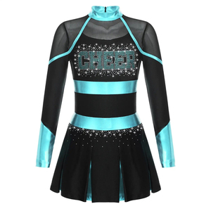 La pratique de cheerleading pratique de nouvelle mode place des uniformes à motif solide au-dessus du genou avec des hauts courts - Product Image 2