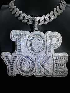 Pendentif en argent 925 personnalisé avec lettres pour homme, style hip-hop, avec diamant testé, baguette VVS, moissanite, pendentif de rappeur tendance pour collier - Product Image 6