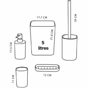 TODAY HOY Juego de Accesorios de Baño Modernos de 5 Piezas, Cilíndricos, de Plástico Blanco, para Baños - Product Image 1