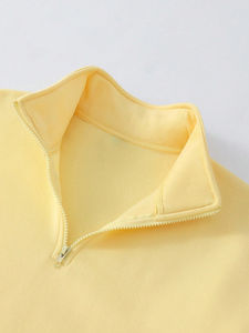 Sweat-shirt à capuche en polaire de couleur unie à demi-fermeture éclair pour femmes personnalisées, sweat-shirt en polaire épais et chaud pour dames - Product Image 5