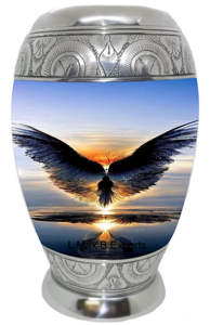 Diseño de árboles del bosque Urnas de cremación de aluminio para cenizas humanas con bolsa de terciopelo gratis - Product Image 6