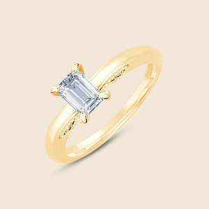 Bague en or massif 14 carats avec diamant de laboratoire taille émeraude de 0,54 carat, motif Paisley, qualité F+-VS, cadeau d'anniversaire de mariage - Product Image 2