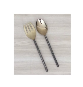 Ensemble de service à salade en métal argenté avec poignée ronde en nacre Alimentation manuelle pour la maison et l'hôtel Utilisation de table - Product Image 4